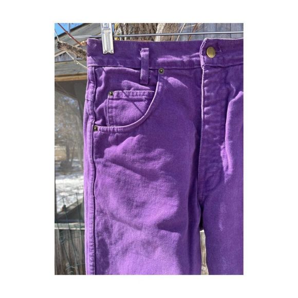 80s 90s Platoon Purple Denim High Waist Tapered Cotton Velvet Sz 5 - Picture 7 of 15